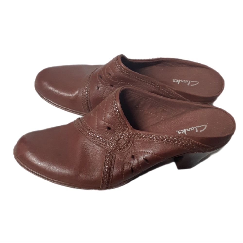 Clark's Clog Heel Brown Leather